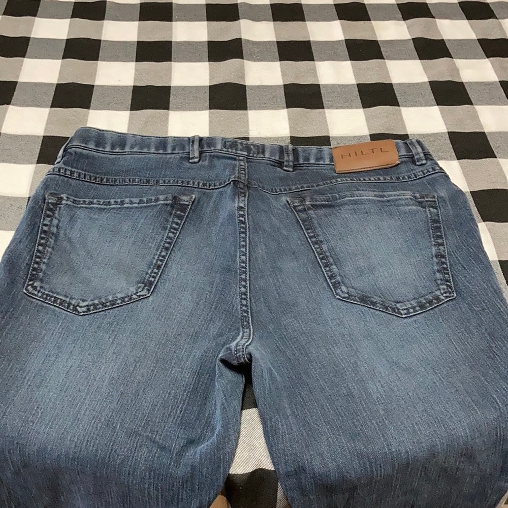 HILTL SETH JEANS Men’s Size 34 x 28.5 SHORT DARK STRAIGHT LEG SLIM